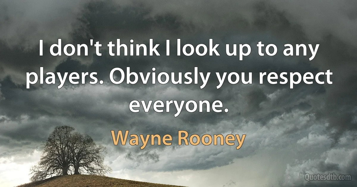 I don't think I look up to any players. Obviously you respect everyone. (Wayne Rooney)