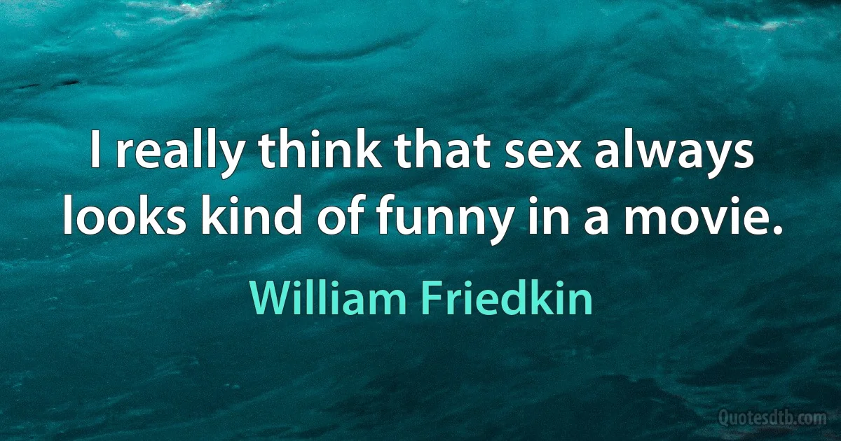 I really think that sex always looks kind of funny in a movie. (William Friedkin)