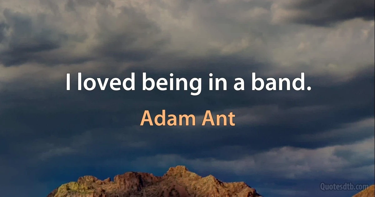 I loved being in a band. (Adam Ant)