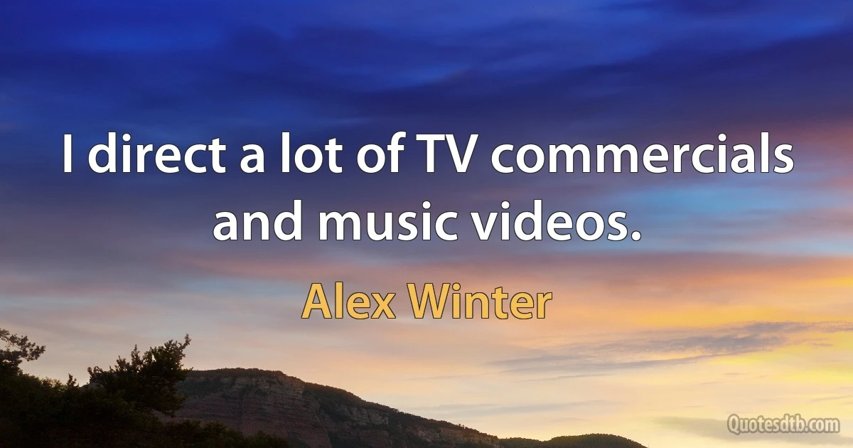 I direct a lot of TV commercials and music videos. (Alex Winter)