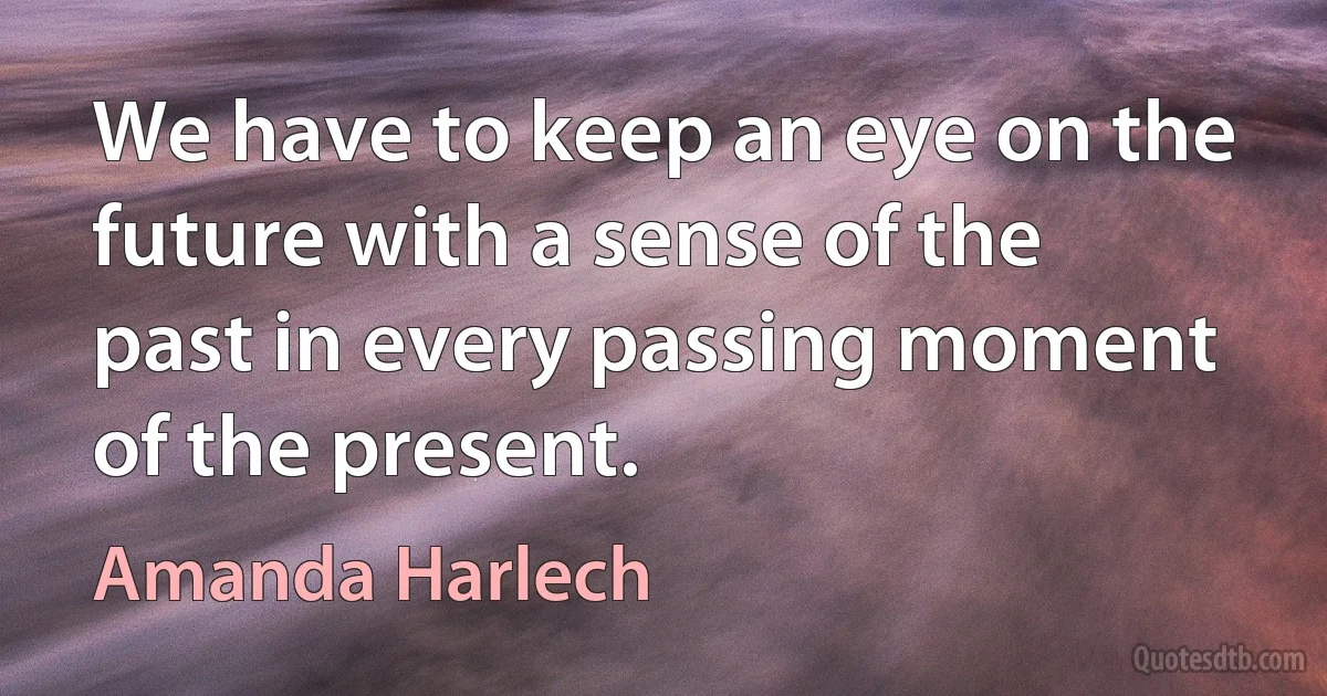 We have to keep an eye on the future with a sense of the past in every passing moment of the present. (Amanda Harlech)