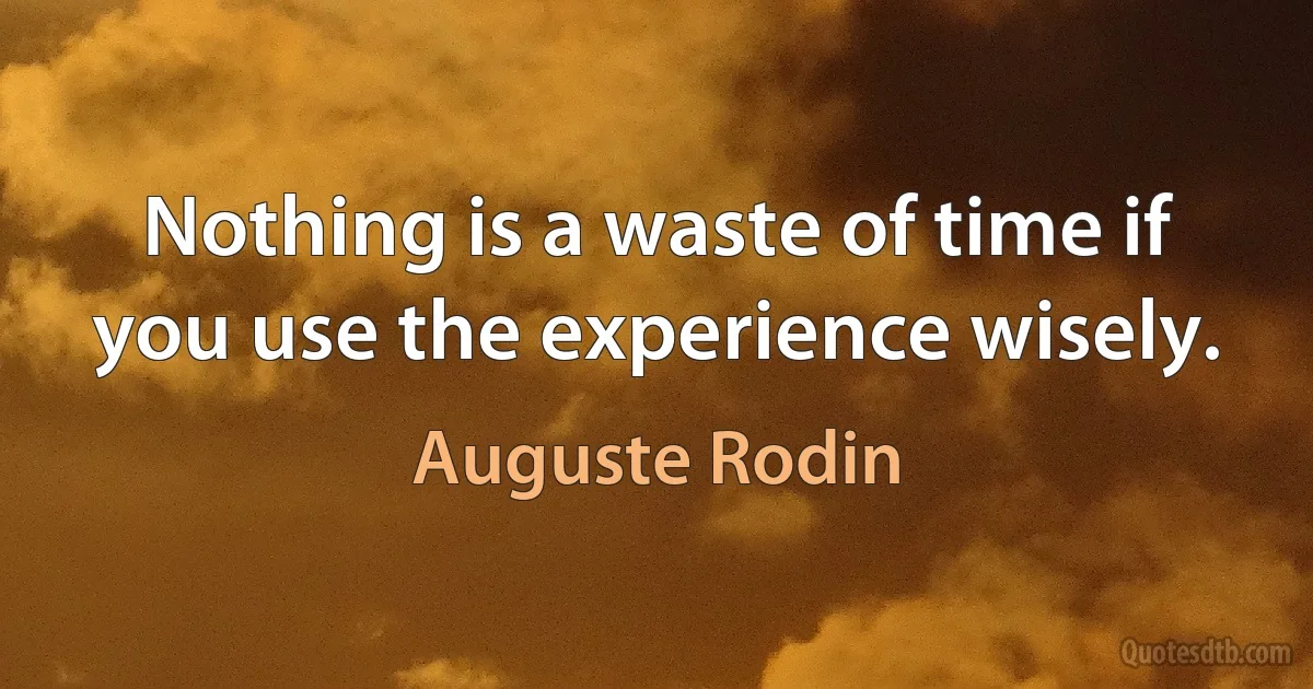 Nothing is a waste of time if you use the experience wisely. (Auguste Rodin)