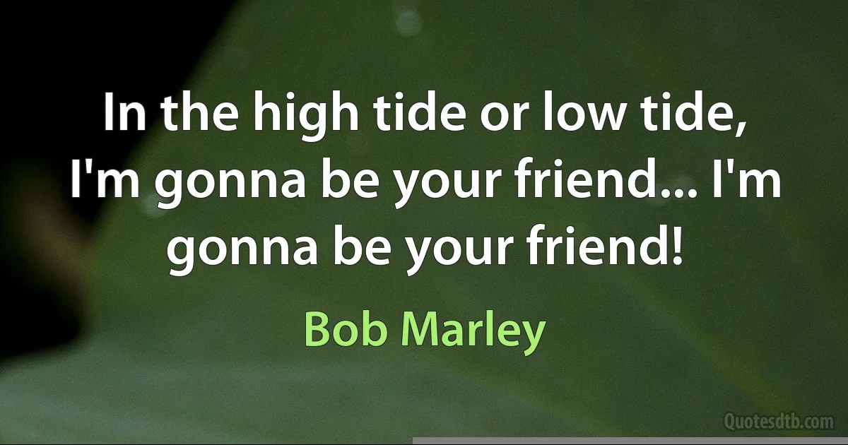 In the high tide or low tide, I'm gonna be your friend... I'm gonna be your friend! (Bob Marley)