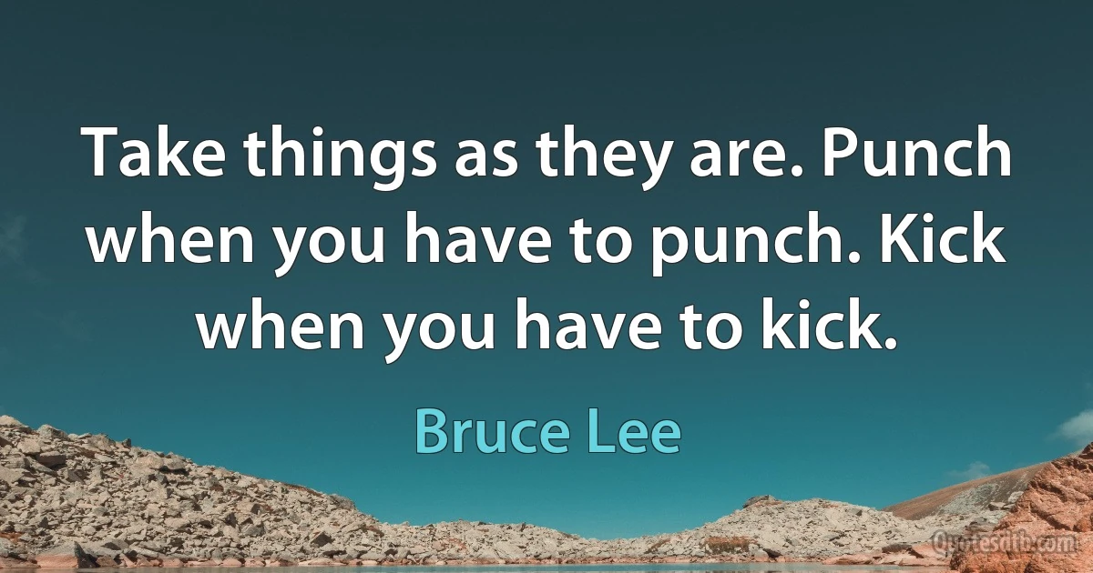 Take things as they are. Punch when you have to punch. Kick when you have to kick. (Bruce Lee)