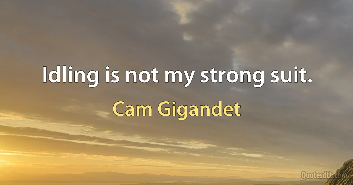 Idling is not my strong suit. (Cam Gigandet)