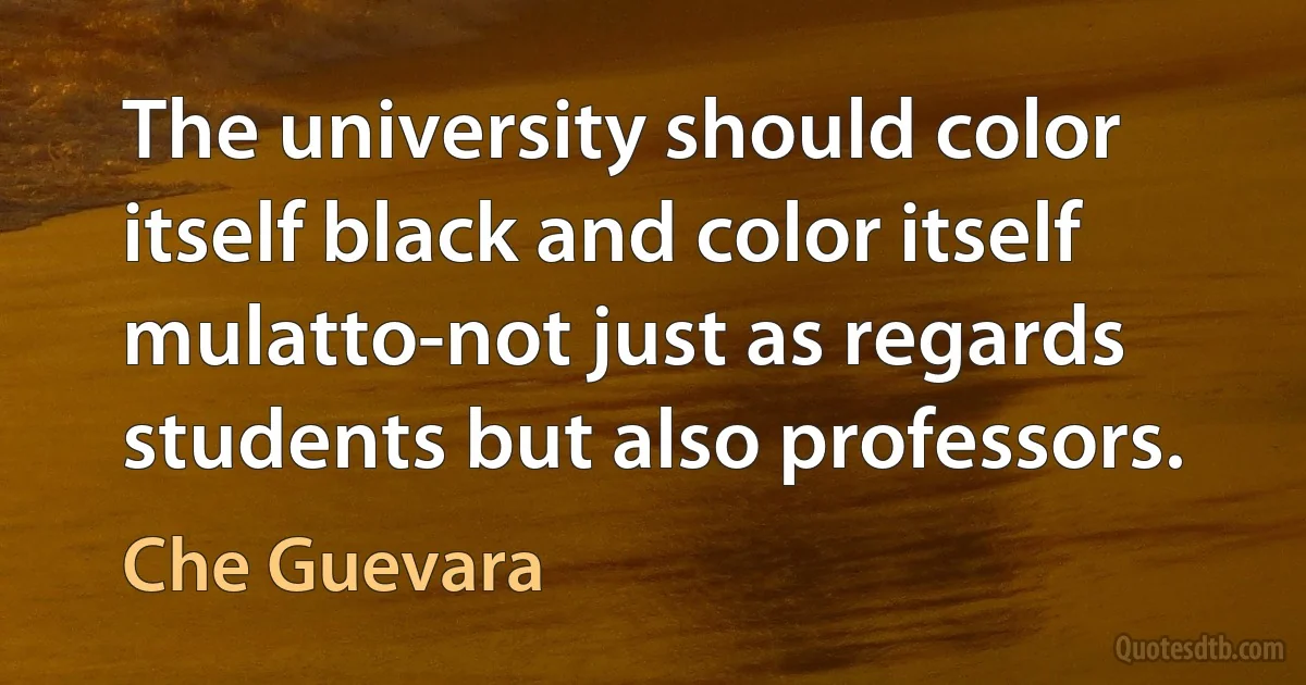 The university should color itself black and color itself mulatto-not just as regards students but also professors. (Che Guevara)