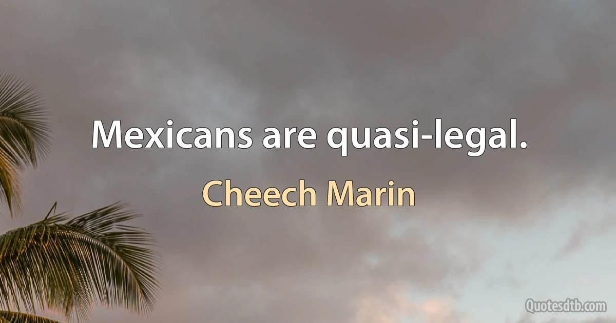 Mexicans are quasi-legal. (Cheech Marin)