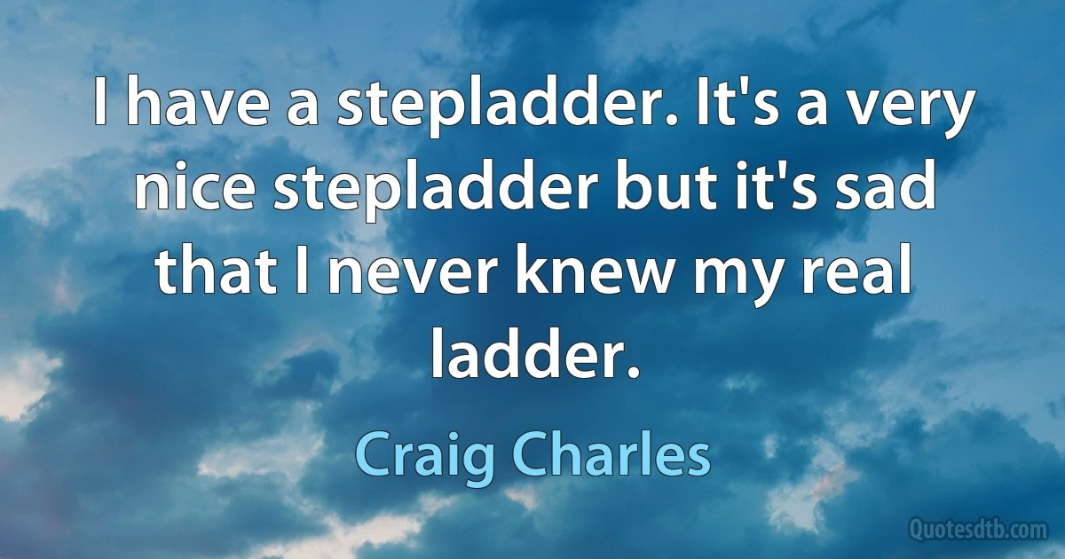 I have a stepladder. It's a very nice stepladder but it's sad that I never knew my real ladder. (Craig Charles)