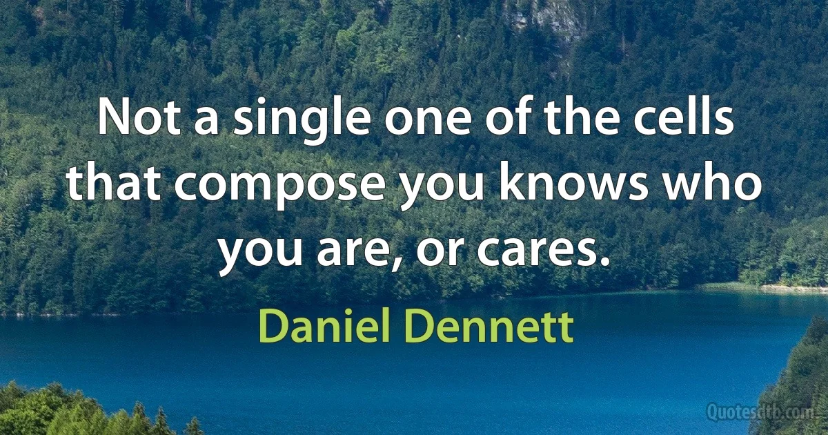 Not a single one of the cells that compose you knows who you are, or cares. (Daniel Dennett)