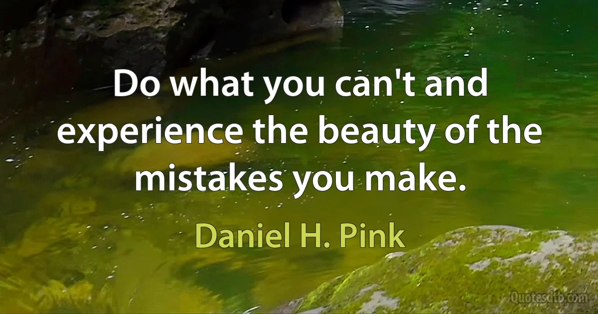 Do what you can't and experience the beauty of the mistakes you make. (Daniel H. Pink)