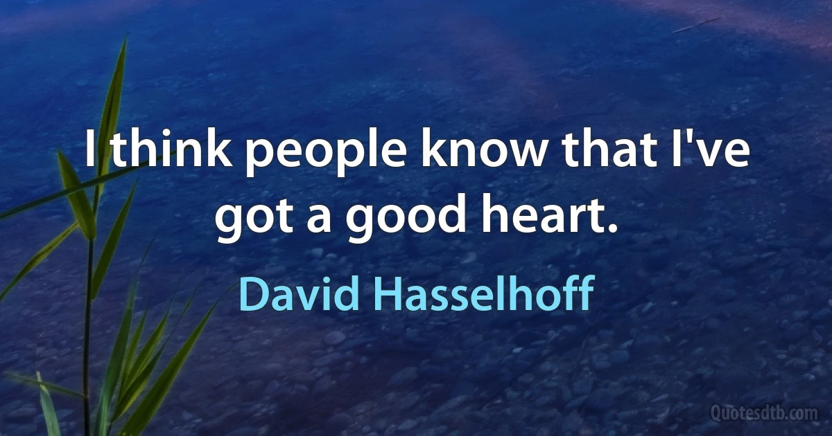 I think people know that I've got a good heart. (David Hasselhoff)