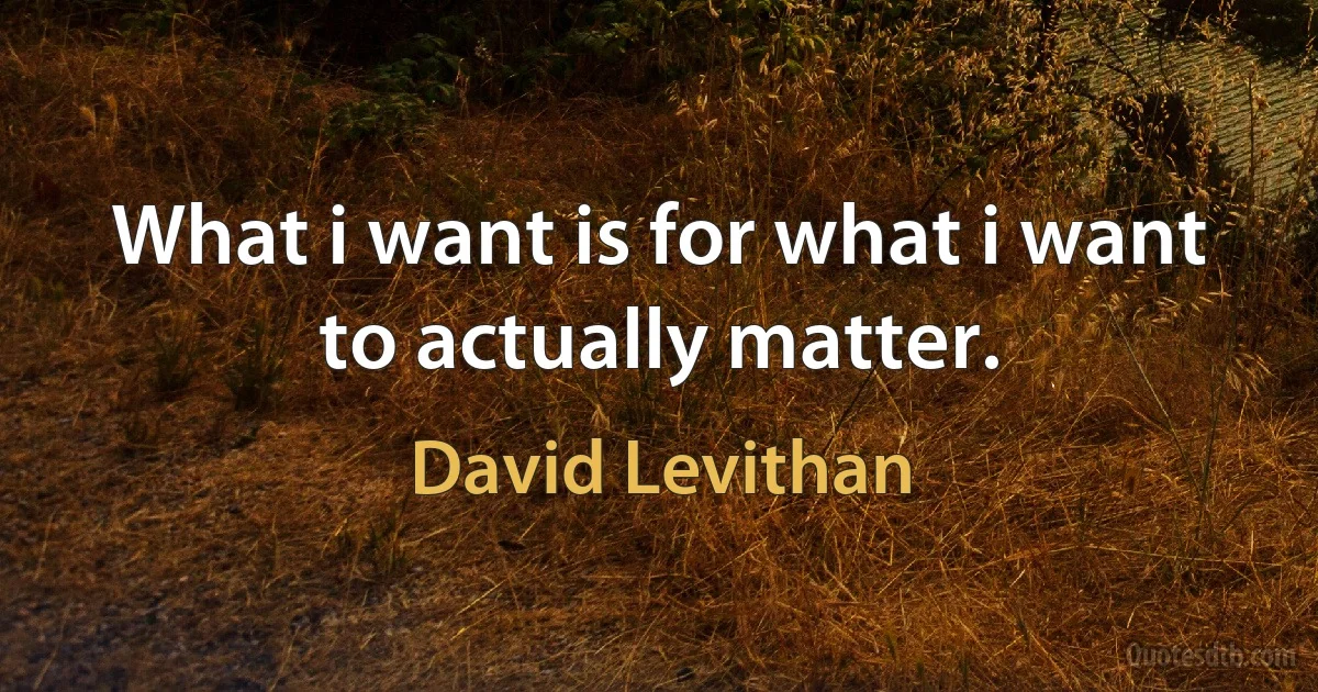 What i want is for what i want to actually matter. (David Levithan)