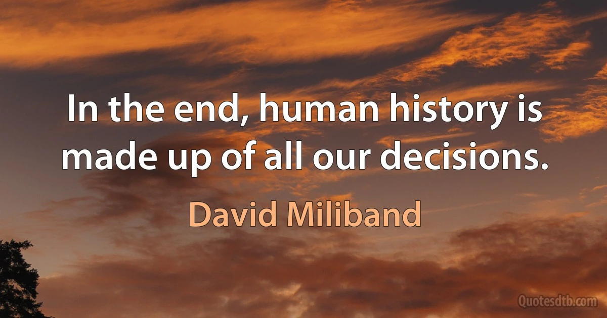 In the end, human history is made up of all our decisions. (David Miliband)