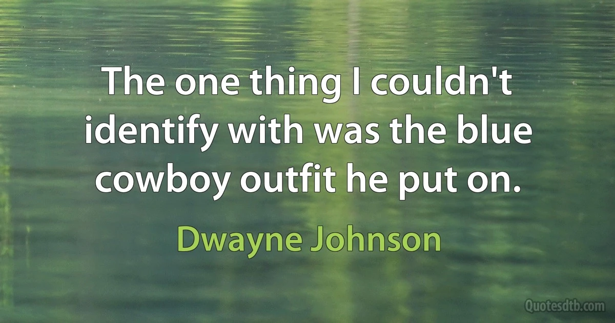 The one thing I couldn't identify with was the blue cowboy outfit he put on. (Dwayne Johnson)