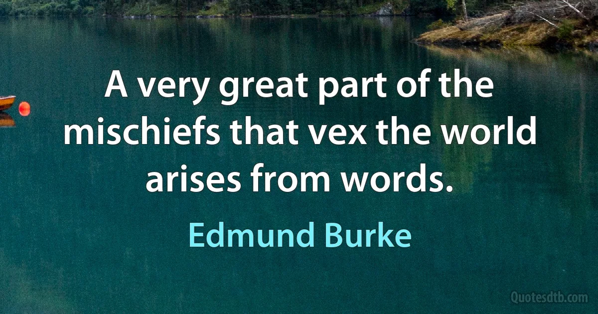 A very great part of the mischiefs that vex the world arises from words. (Edmund Burke)