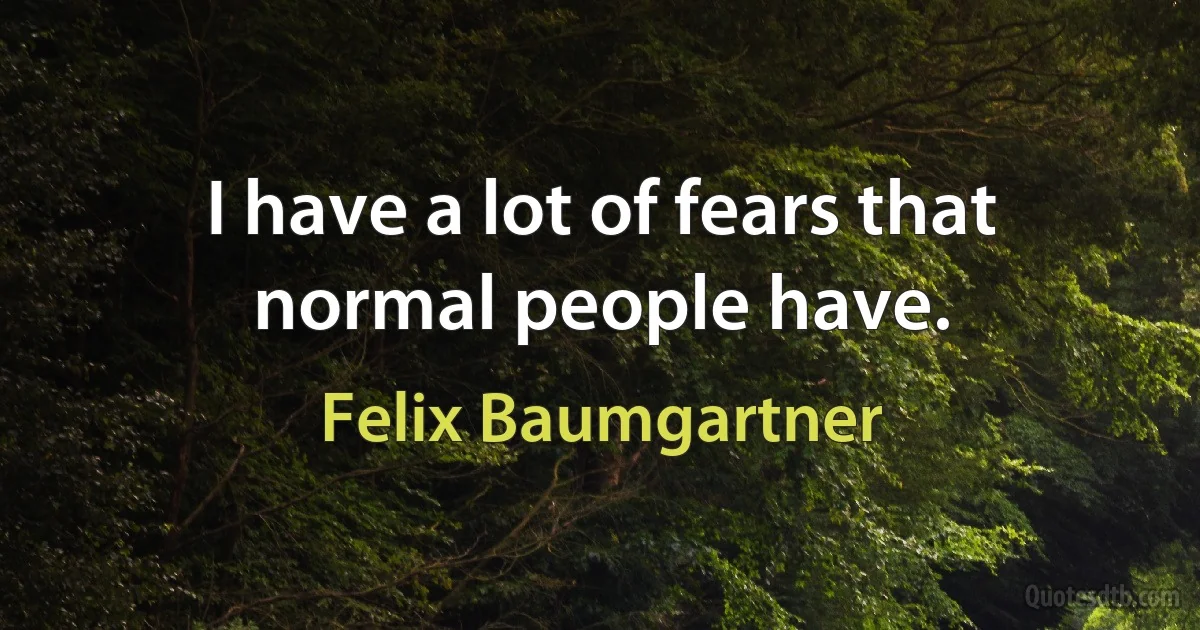 I have a lot of fears that normal people have. (Felix Baumgartner)