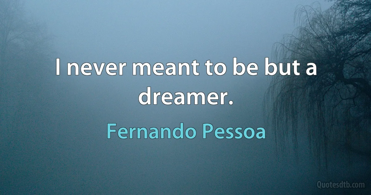 I never meant to be but a dreamer. (Fernando Pessoa)