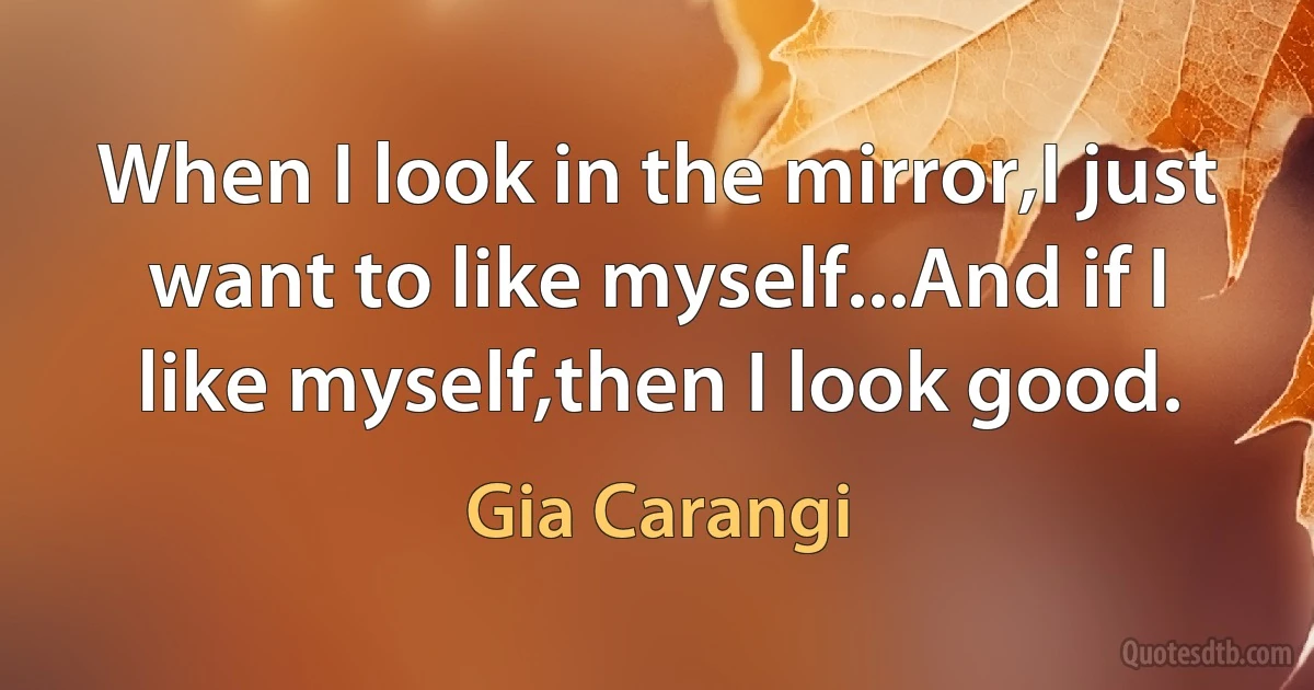 When I look in the mirror,I just want to like myself...And if I like myself,then I look good. (Gia Carangi)