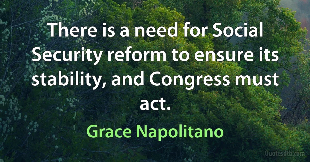 There is a need for Social Security reform to ensure its stability, and Congress must act. (Grace Napolitano)