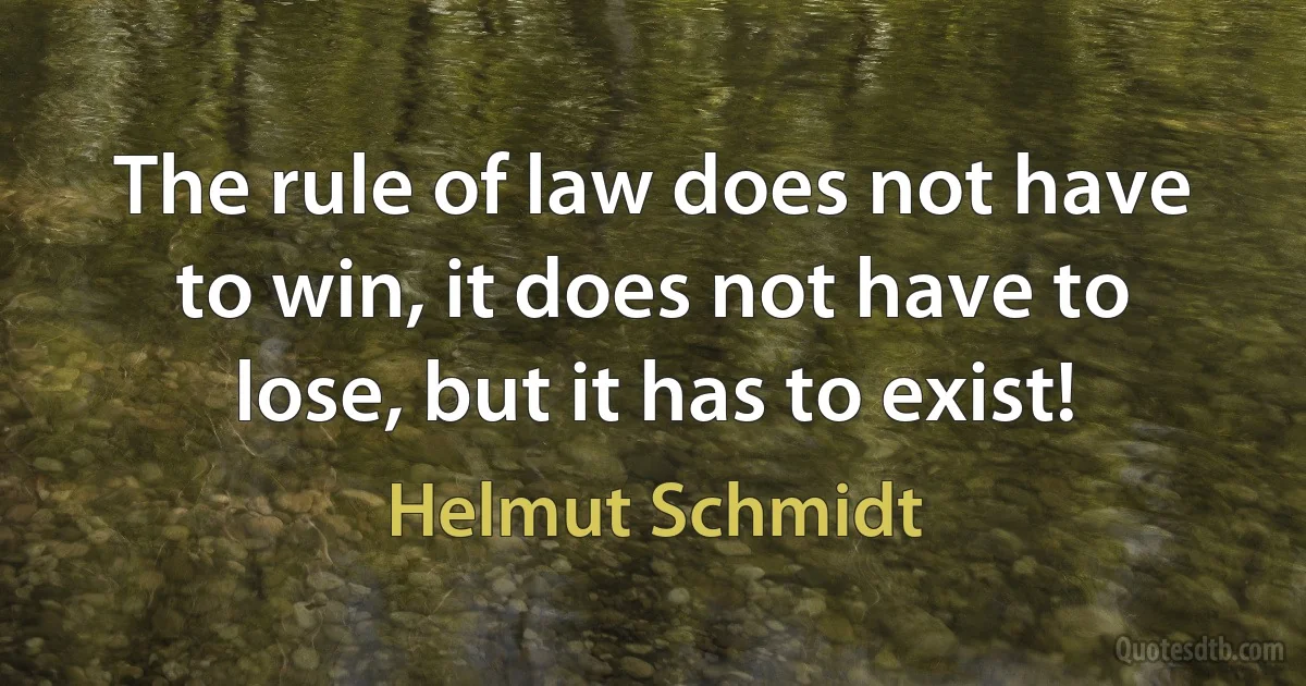 The rule of law does not have to win, it does not have to lose, but it has to exist! (Helmut Schmidt)