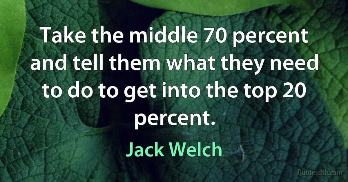 Take the middle 70 percent and tell them what they need to do to get into the top 20 percent. (Jack Welch)