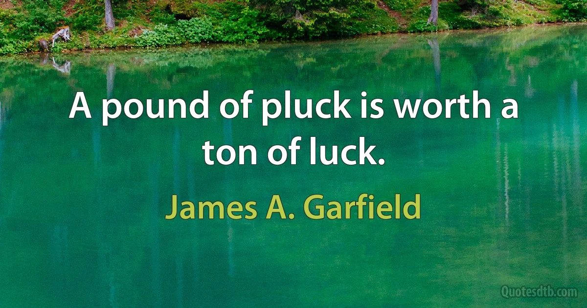 A pound of pluck is worth a ton of luck. (James A. Garfield)