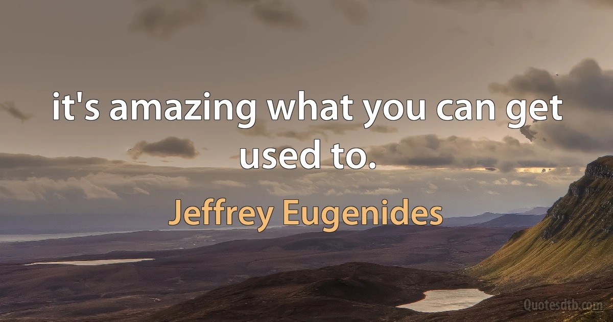 it's amazing what you can get used to. (Jeffrey Eugenides)