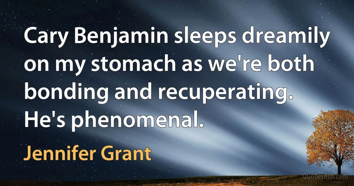 Cary Benjamin sleeps dreamily on my stomach as we're both bonding and recuperating. He's phenomenal. (Jennifer Grant)