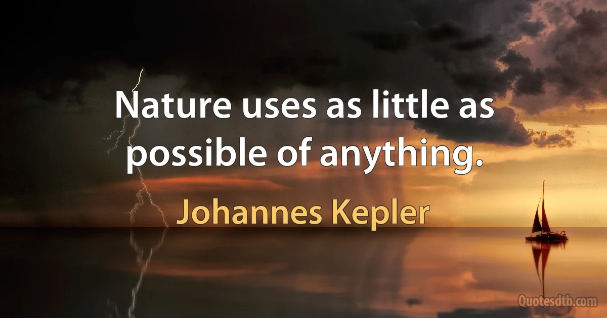 Nature uses as little as possible of anything. (Johannes Kepler)