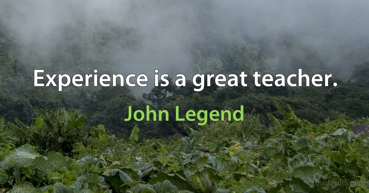 Experience is a great teacher. (John Legend)