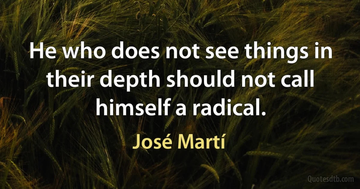 He who does not see things in their depth should not call himself a radical. (José Martí)