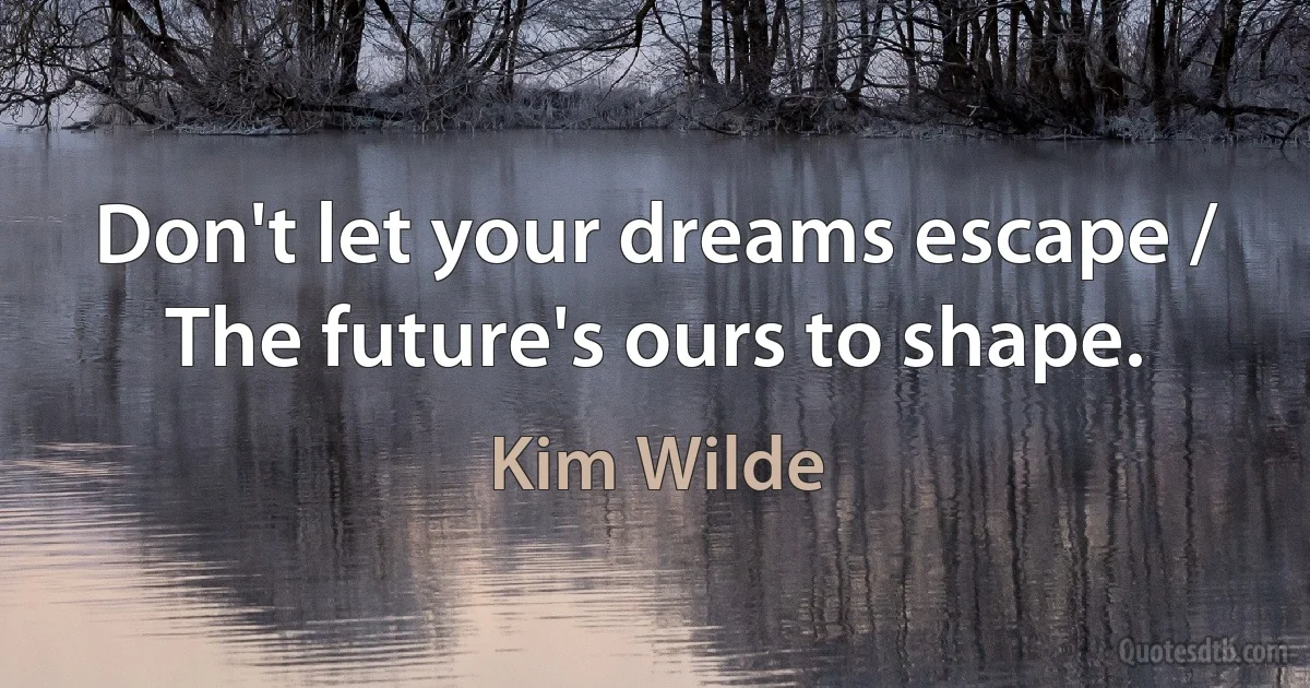 Don't let your dreams escape / The future's ours to shape. (Kim Wilde)