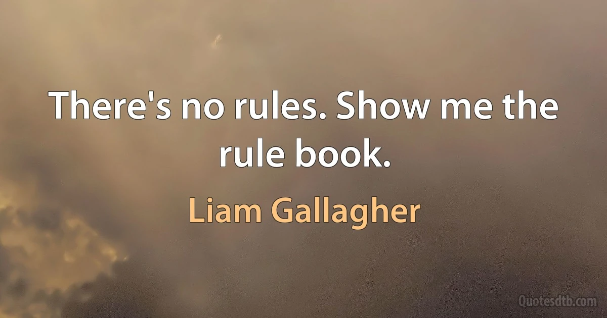 There's no rules. Show me the rule book. (Liam Gallagher)