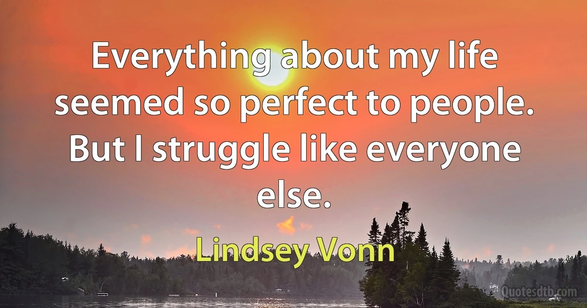 Everything about my life seemed so perfect to people. But I struggle like everyone else. (Lindsey Vonn)