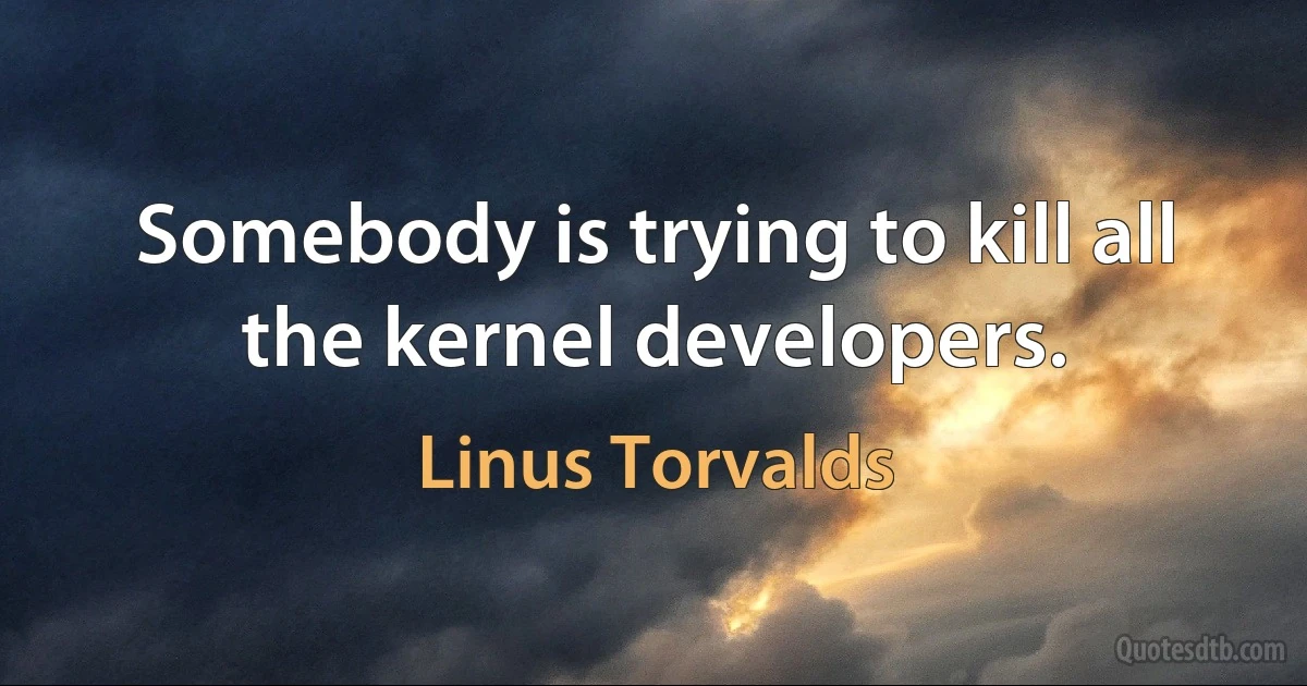 Somebody is trying to kill all the kernel developers. (Linus Torvalds)