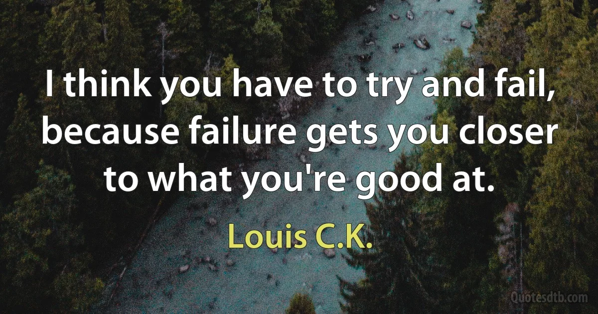 I think you have to try and fail, because failure gets you closer to what you're good at. (Louis C.K.)