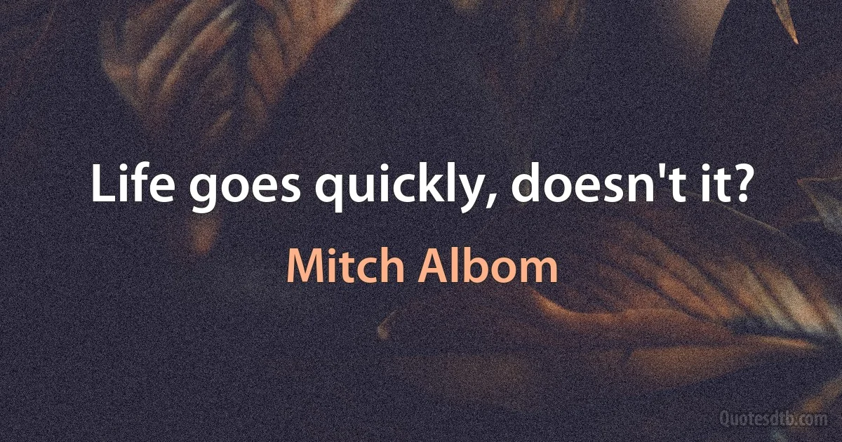 Life goes quickly, doesn't it? (Mitch Albom)