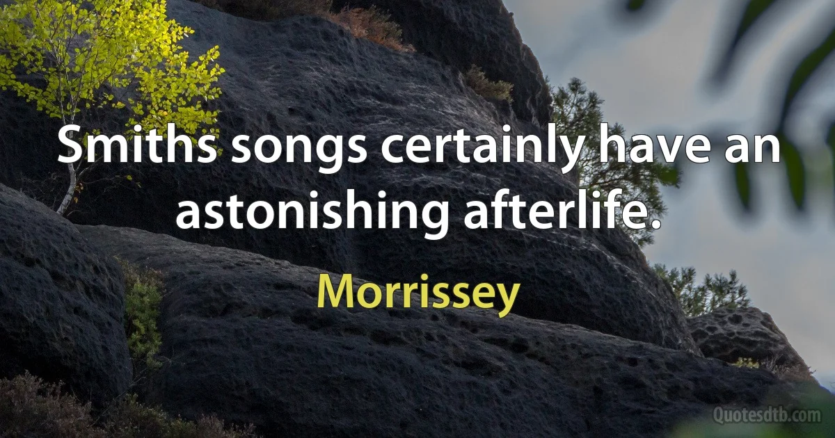 Smiths songs certainly have an astonishing afterlife. (Morrissey)