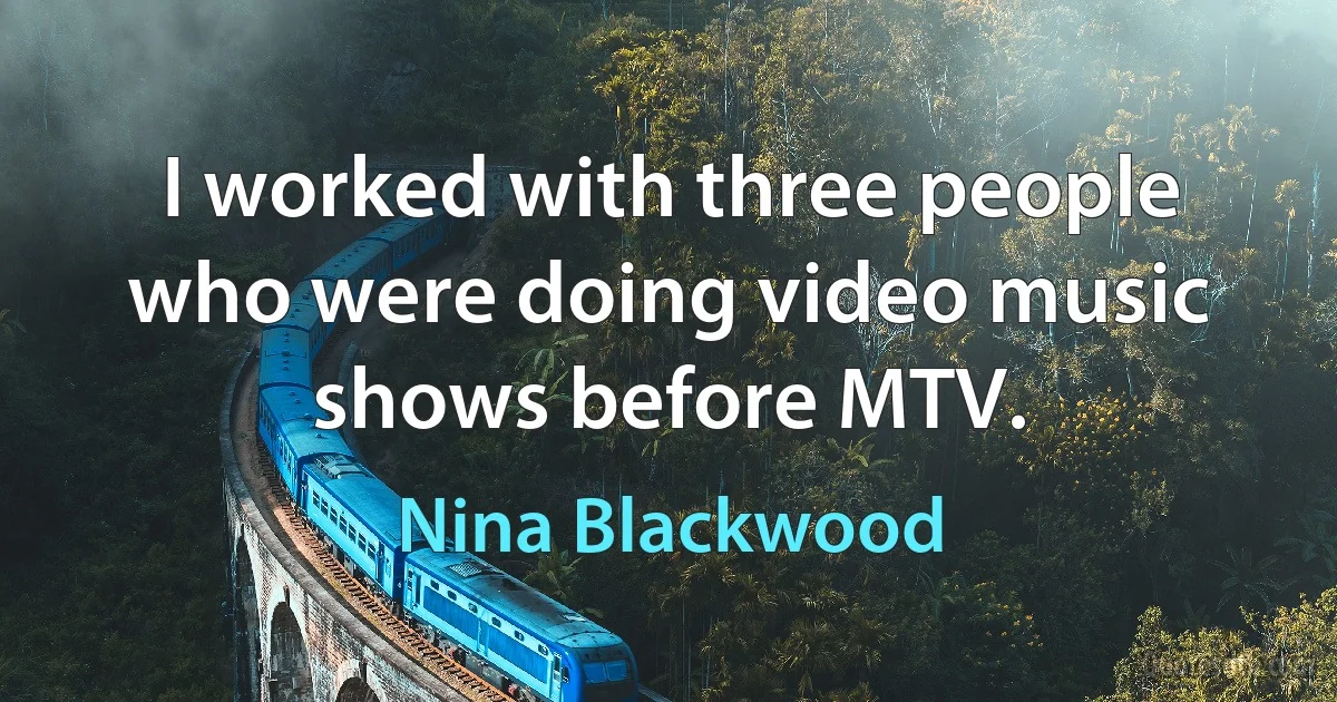 I worked with three people who were doing video music shows before MTV. (Nina Blackwood)