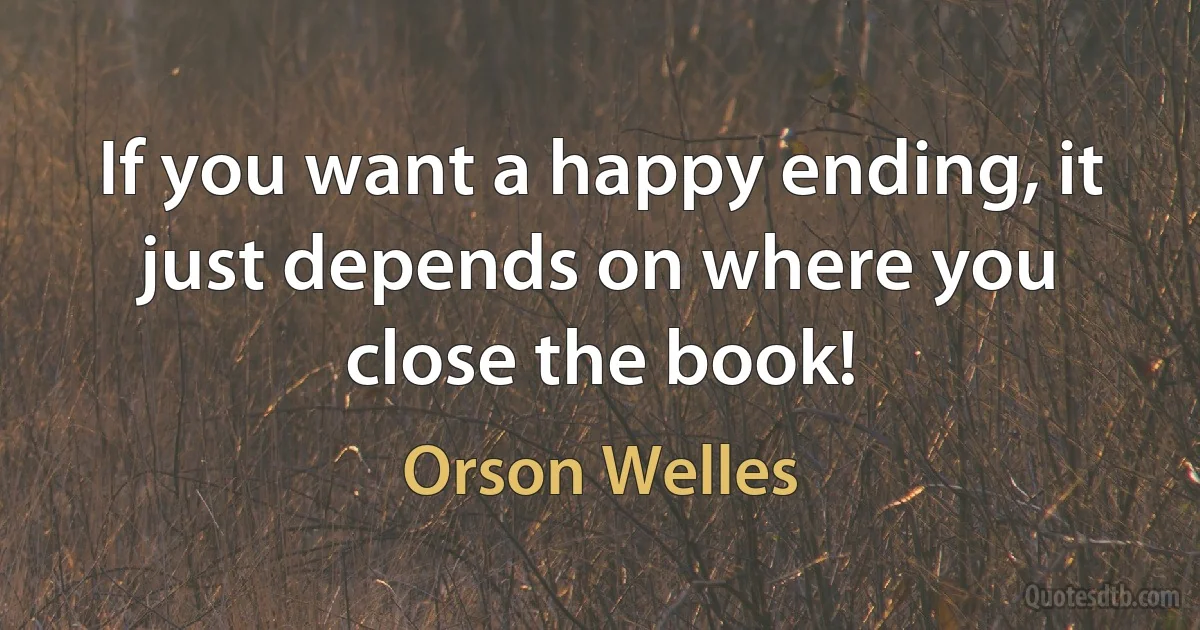 If you want a happy ending, it just depends on where you close the book! (Orson Welles)