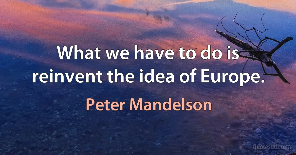 What we have to do is reinvent the idea of Europe. (Peter Mandelson)