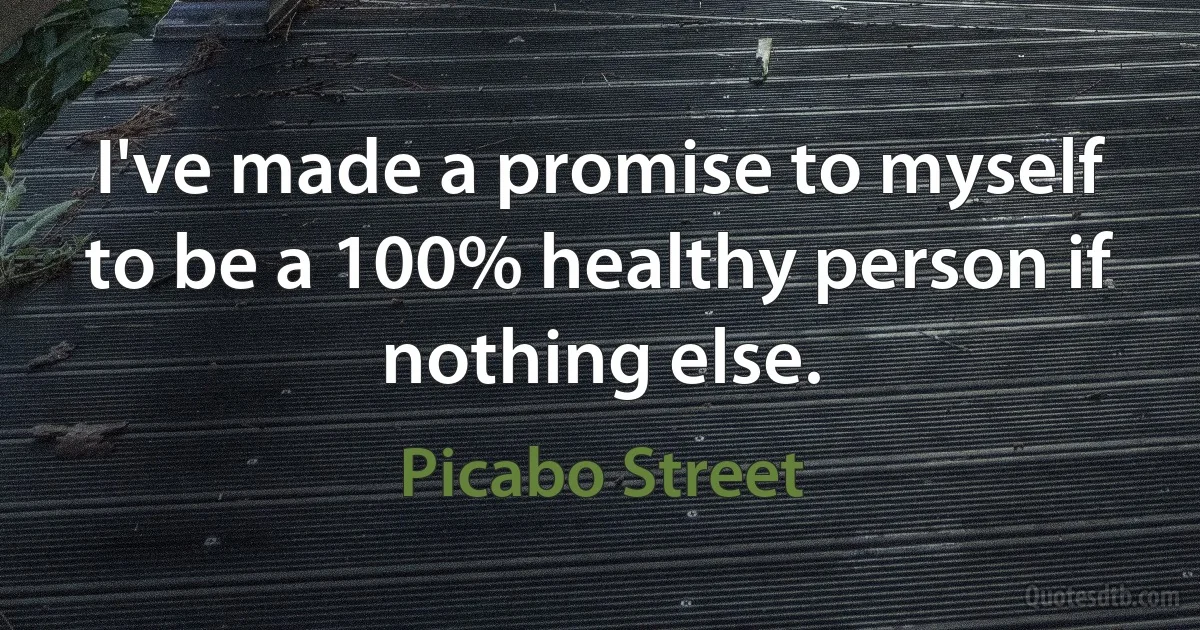 I've made a promise to myself to be a 100% healthy person if nothing else. (Picabo Street)