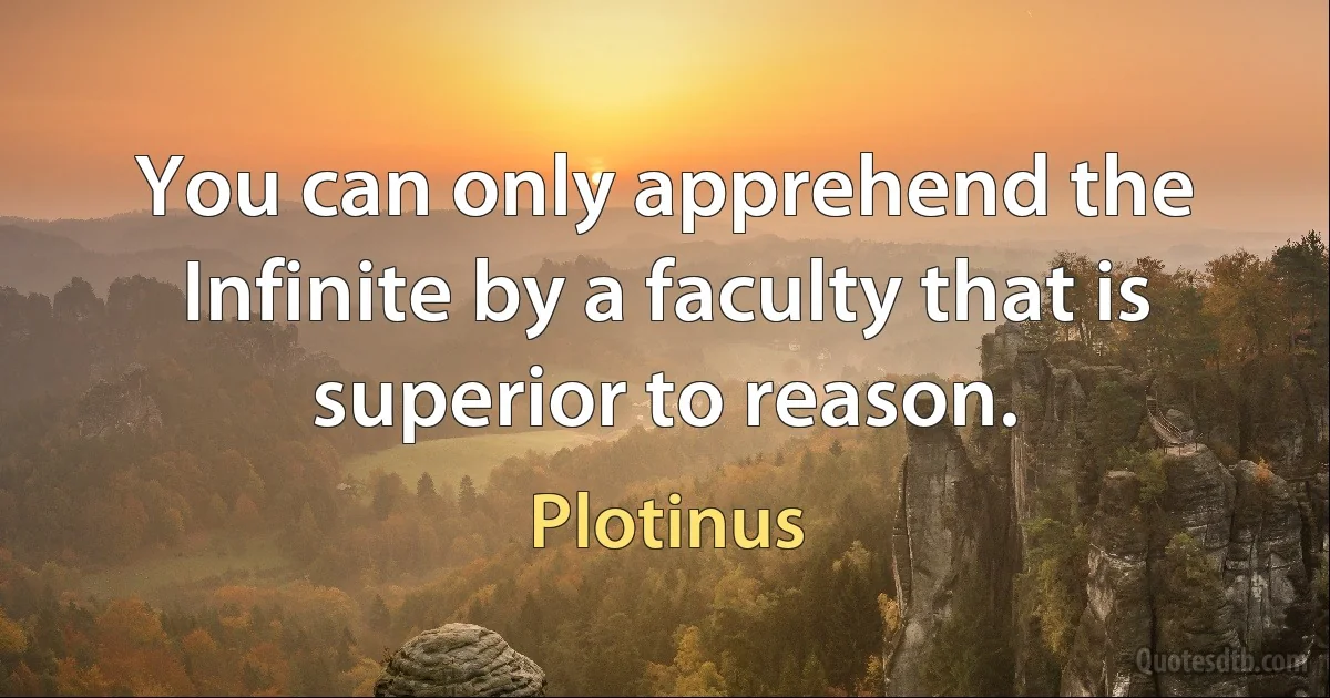 You can only apprehend the Infinite by a faculty that is superior to reason. (Plotinus)