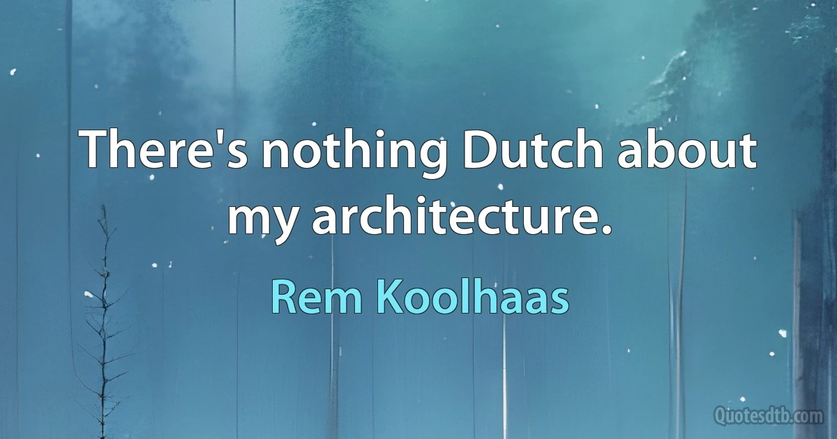 There's nothing Dutch about my architecture. (Rem Koolhaas)