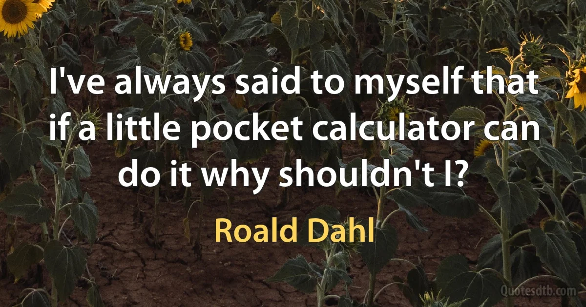 I've always said to myself that if a little pocket calculator can do it why shouldn't I? (Roald Dahl)