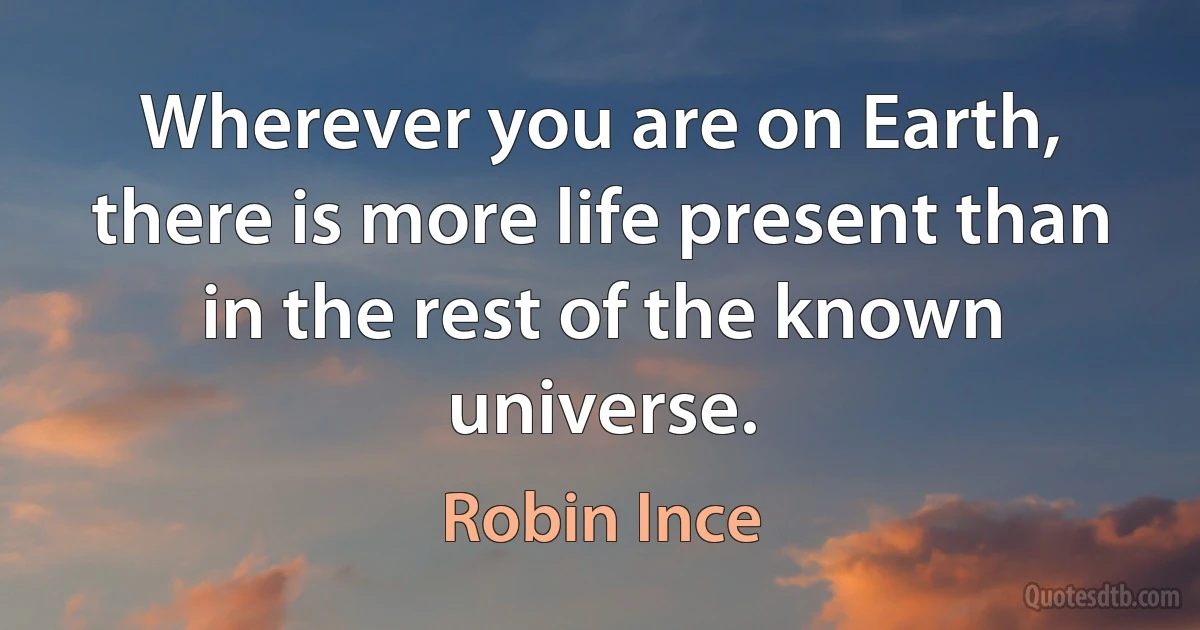 Wherever you are on Earth, there is more life present than in the rest of the known universe. (Robin Ince)