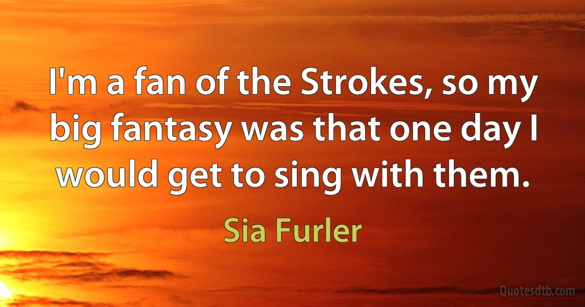 I'm a fan of the Strokes, so my big fantasy was that one day I would get to sing with them. (Sia Furler)