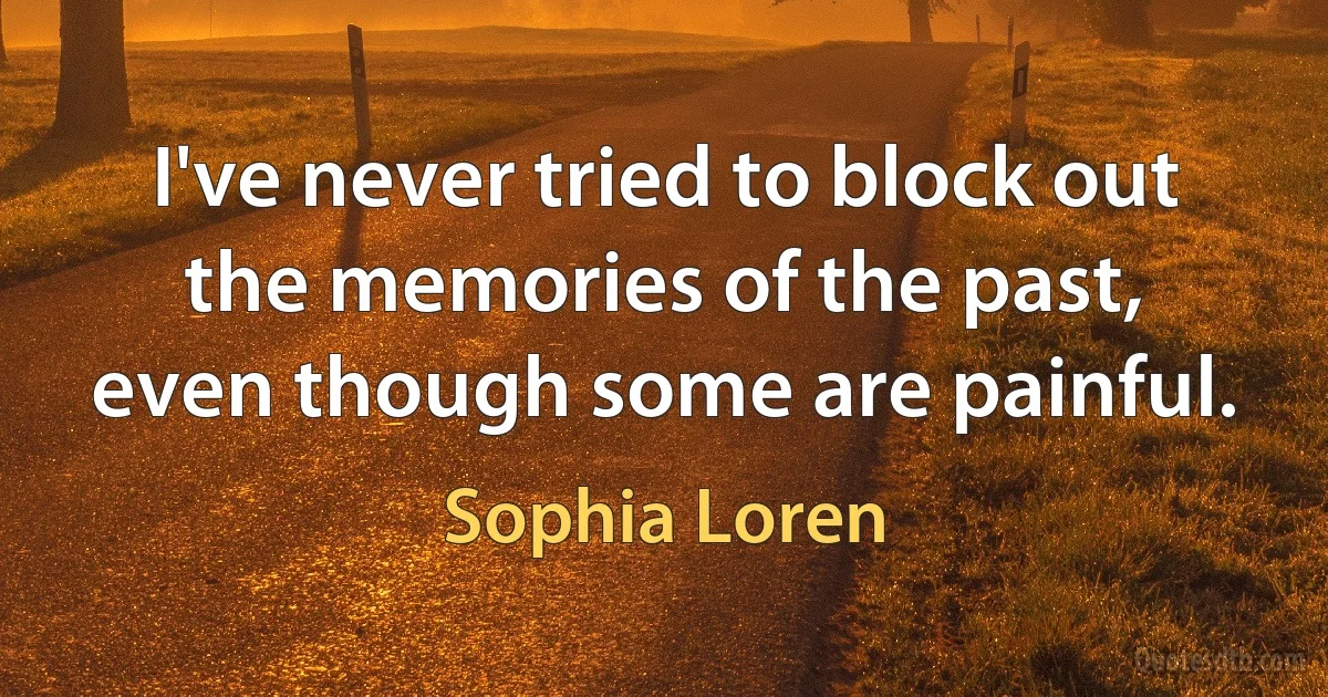 I've never tried to block out the memories of the past, even though some are painful. (Sophia Loren)