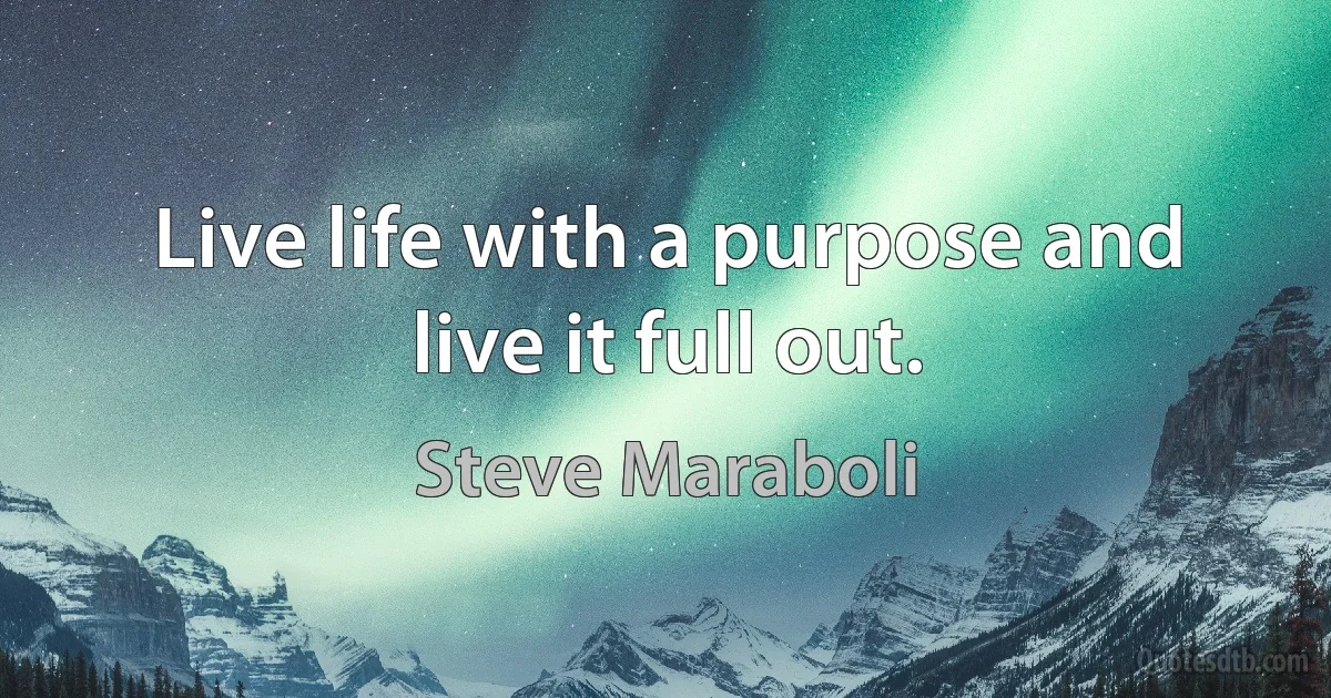 Live life with a purpose and live it full out. (Steve Maraboli)