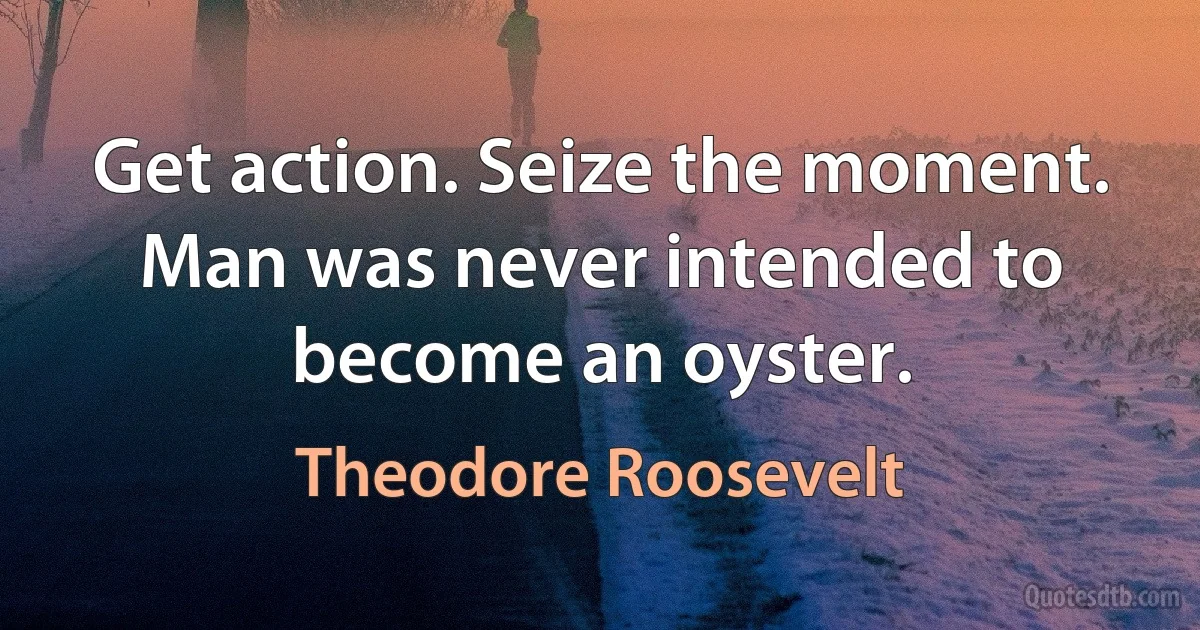 Get action. Seize the moment. Man was never intended to become an oyster. (Theodore Roosevelt)